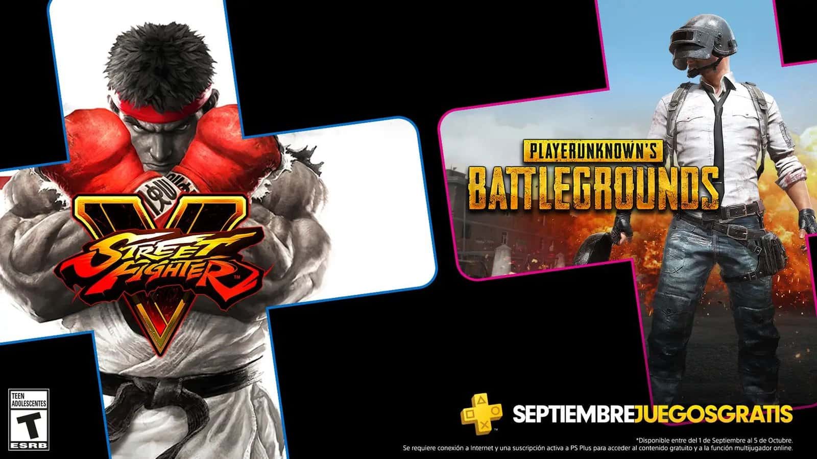 Street Fighter V y PUBG son los juegos de PS Plus para septiembre