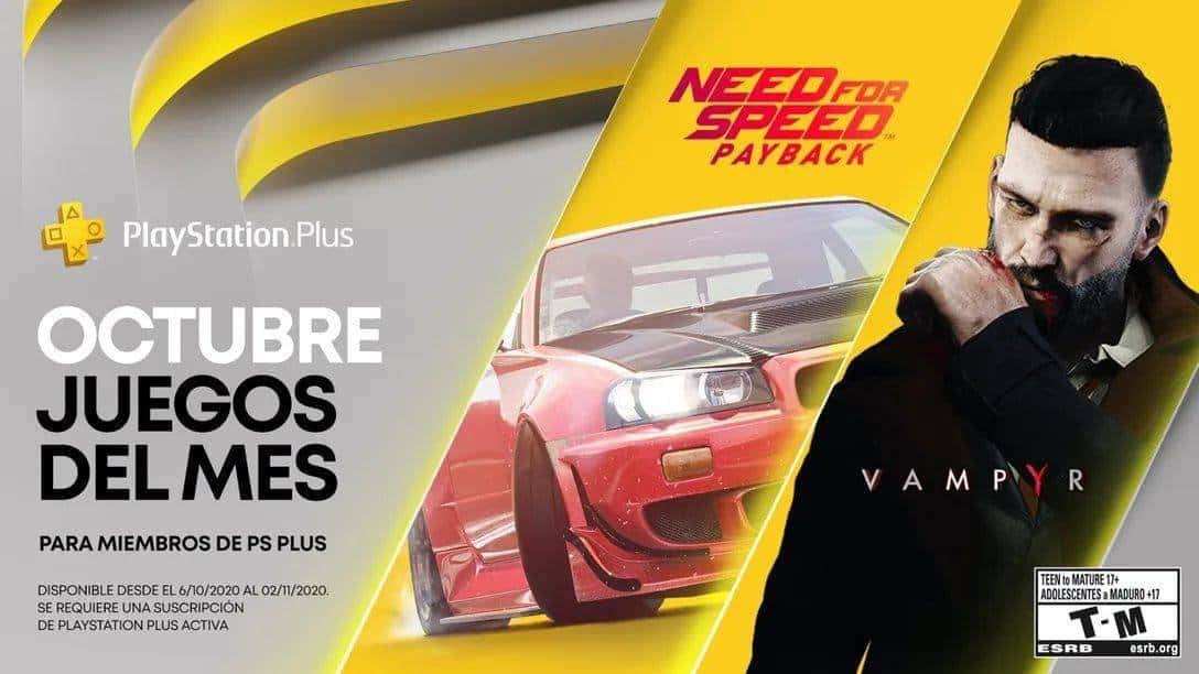 Need for Speed: Payback y Vampyr son los juegos PS Plus de Octubre 2020