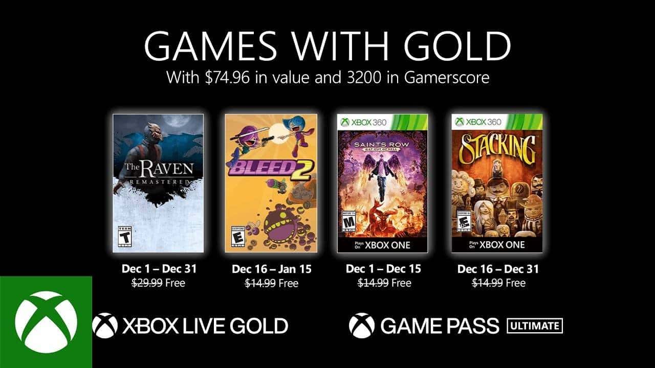 Estos son los Games with Gold para diciembre 2020