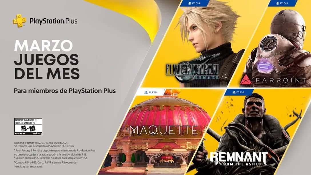 Gratis Final Fantasy VII Remake en los juegos de PlayStation Plus de marzo