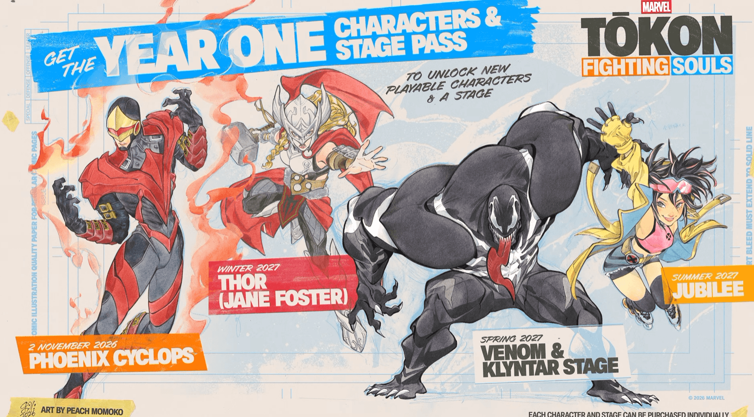 MARVEL Tokon: Fighting Souls anuncia a Thor, Venom y Jubilee como personajes DLC